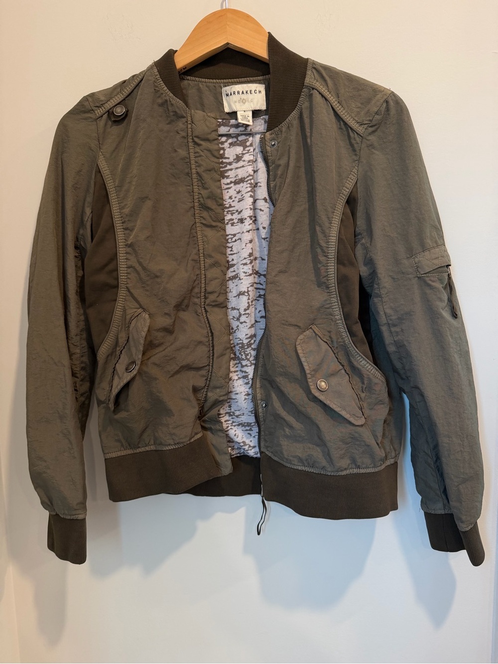 Anthropologie Marrakech Olive Bomber Military Jacket